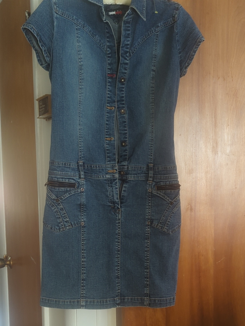 Tommy Hilfiger Dark Blue Denim Short Sleeve Overall Dress